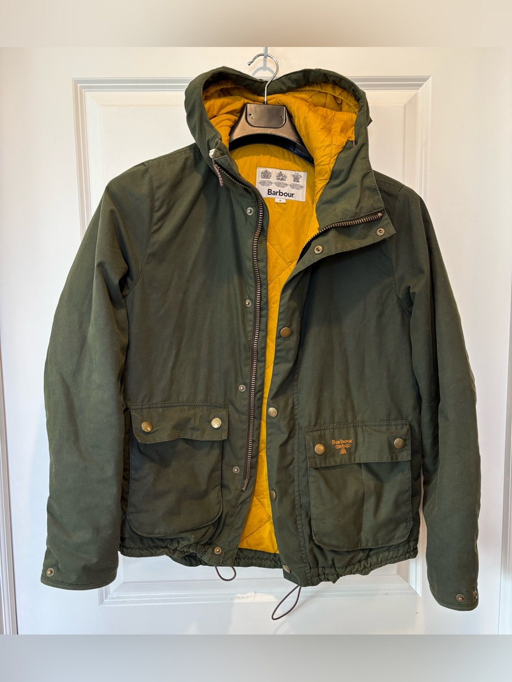 Barbour Waxed Jacket M Men's Beacon Hooded Reelin Sage Insulated Coat Slim Fit